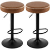 EUGAD 2PCS/SET Faux Leather Bar Stool Height Adjustable Bistro Counter Stool with Footrest Vintage Swivel High Kitchen Island Stool