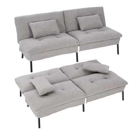 Twee-zits slaapbank van BukkitBow met verstelbare rugleuning in 5 standen, inclusief 2 kussens en 185 cm breed.