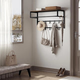 Coat Rack Wall Mounted Towel Rack with Shelf Clothes Rail with 10 Hooks for Bathroom Kitchen Home Storage Organizer 80x30x41cm