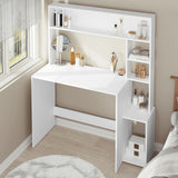 Computer Table with Storage Desk with 5 Shelves 113.5x45x139cm Study Gaming Table Scandinavian Desk for Office Living Room