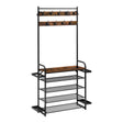 BukkitBow industrieel kledingrek met schoenenrek en 9 haken, stabiel design, geschikt voor kleding en accessoires.