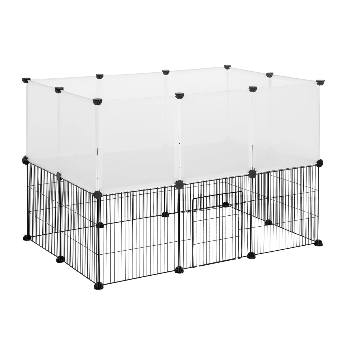 Modulaire dierenren – Twee niveaus – Gaas- en kunststof panelen – 107 x 72 x 72 cm