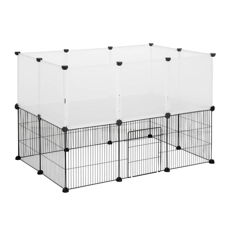 Modulaire dierenren van BukkitBow met twee niveaus, gaas- en kunststofpanelen, afmeting 107x72x72 cm, geschikt voor huisdieren