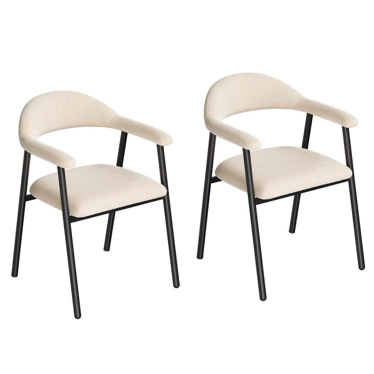 WOLTU 2PCS/Set Dining Room Chairs with Open Backrest Chenille Kitchen Chair with Metal Legs and Soft Padded for Dining Room Bedroom