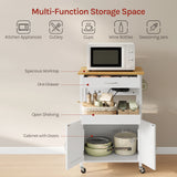 WOLTU Kitchen Trolley with Sockets Kitchen Island with Worktop and 2 Doors Sideboard on Rollers for Dining Room Kitchen Carts 60x92x45cm