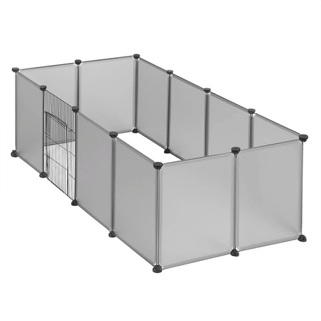 Modulaire knaagdierenren van BukkitBow met deur, afmetingen 142x72x45 cm, geschikt voor kleine knaagdieren, zwart metalen frame.