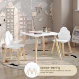 WOLTU Children's Table with 2 Chairs Cloud Backrest Solid Wood Legs for Toddlers Preschoolers Reading Food Storage