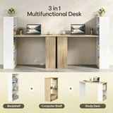 EUGAD 122x120x55cm Computer Office Desk Modern Corner Study Writing Work Table with Storage Shelves for Living Room Home Office