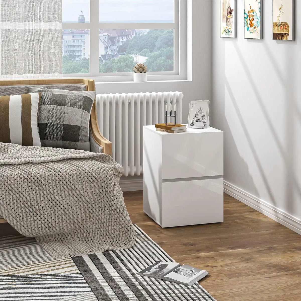 EUGAD Bedside Table Side Table with Large Storage Space Chest of Drawers Wooden Table for Bedroom Living Room