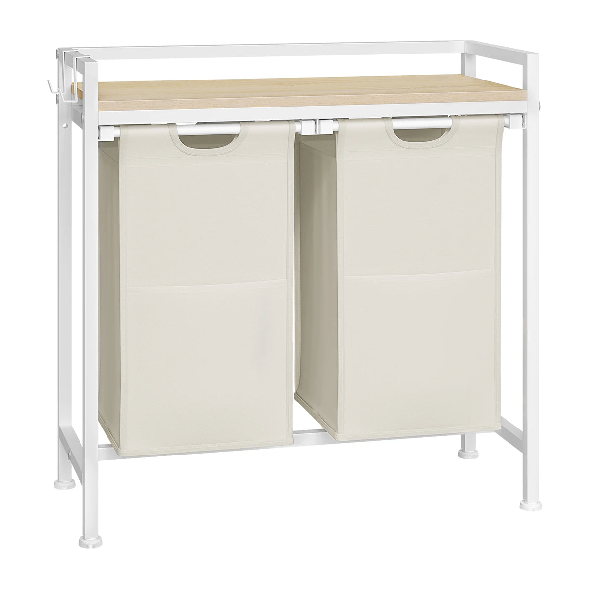Wasmand met plank – 2 of 3 uitschuifbare waszakken – Wit of zwart