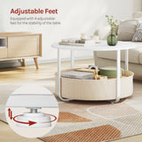 WOLTU Round Side Table Coffee Table with Storage Basket Small Side Table Metal Frame 80cm Diameter Suitable for Living Rooms Sofas Modern Style