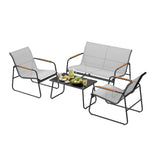 BukkitBow 4-delige tuinmeubelset met bank, stoelen en glazen tafel voor gezellige buitenruimte