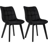 EUGAD 2PCS/SET Soft Velvet Dining Chairs with Backrest and Wooden Legs Upholstered Kitchen Chairs for Restaurant Living Room Bedroom Home