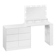 BukkitBow kaptafel met 7 laden, verstelbare LED-spiegel en flexibele hoek, ideale make-up en haarstylling tafel.