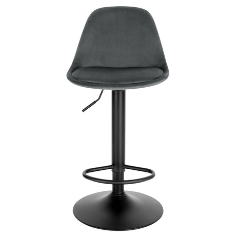 Verstelbare barkruk van BukkitBow met rugleuning, 360° draaibaar, zithoogte 62-83,5 cm, zwart kunststof zit en metalen onderstel