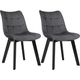 Eetkamerstoelen set van 2 – Donkergrijs fluweel – Houten poten