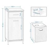 EUGAD Bathroom Cabinet 38x80x34cm Narrow Toilet Side Cabinet with 2 Drawers Foldable Laundry Bag Laundry Cupboard Bathroom Organizers