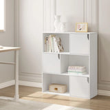 White/Light Oak Bookcase Bookshelf Standing Shelf with 6 Cubes Storage Organizer for Room Divider Office Study Living Room