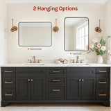 Moderne BukkitBow wandspiegel met zwart metalen frame en rechthoekige vorm, elegant en strak design voor wanddecoratie