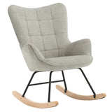 Velvet scandinavische schommelstoel van BukkitBow, ergonomisch ontworpen met zachte bekleding en een modern Scandinavisch ontwerp.