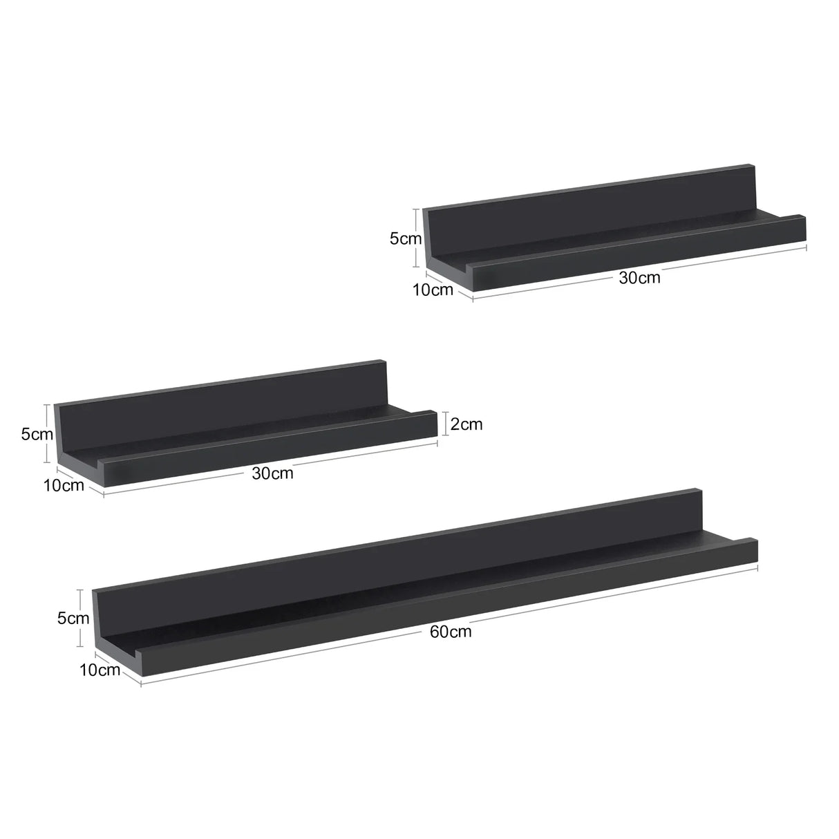 BukkitBow - Set van 3 Zwevende Wandplanken - Hout - Fotoplank - Wandrek