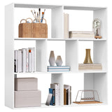 White Bookcase with 7 Compartments Office Cube Storage Shelf 100x100x30cm Room Divider for Living Room Bedroom