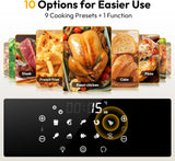 LLIVEKIT 15L Air Fryer with Visual Window 10 Functions 7 Accessories LED Touch Screen and Convection Rotation Function Oil-Free Fryer for Family