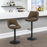 Eugad 2PCs/SET Height-Adjustable Faux Leather Bar Stools with Backrest 360° Rotatable Swivel Lifting Kitchen Bistro Stool Home Decor