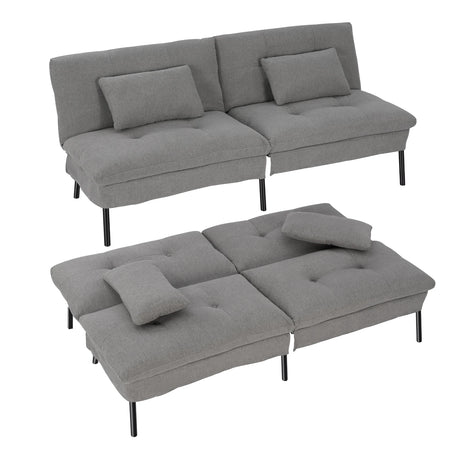 BukkitBow 2-zits slaapbank met verstelbare rugleuning in 5 standen, inclusief 2 kussens, 185 cm breed en comfortabel voor gasten.