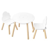 WOLTU Children's Table with 2 Chairs Cloud Backrest Solid Wood Legs for Toddlers Preschoolers Reading Food Storage