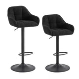 WOLTU 2PCS/Set Height-Adjustable Bar Stools Bistro Counter Stool with Rotable Padded Footrest Chenille Cord Kitchen Chairs