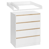 Babycommode met 4 lades – Afneembaar aankleedopzetstuk – 80 cm breed – Wit