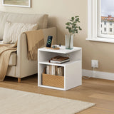 EUGAD Nightstand Bedside Table with Built-In Socket USB and Type-C Ports 2 Open Compartments for Bedroom Living Room