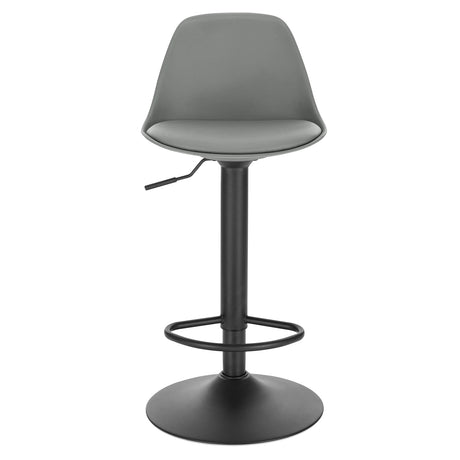 Verstelbare BukkitBow barkruk met rugleuning, 360° draaibaar en zithoogte van 62-83,5 cm, geschikt voor eetkamers of bars.