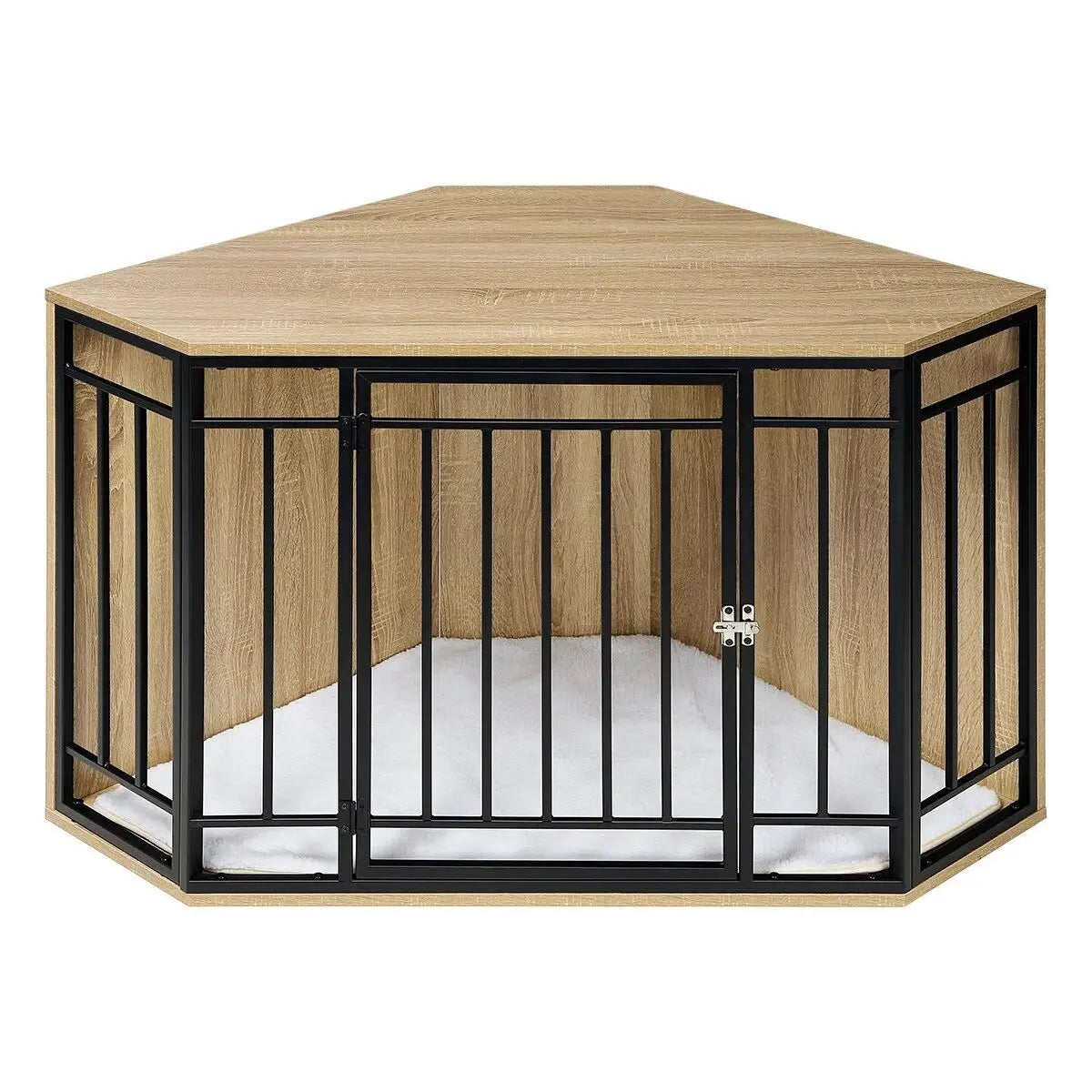 EUGAD 111x67x60 cm Corner Dog Crate Side Table Indoor Dog Kennel  with Lockable Door Pet House for Large Medium Small Dogs