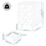 EUGAD 1PC White Bedside Table with 2/3 Drawers 3D Effect Nightstand Storage Cabinet Organizer for Bedroom Living Room Home Decor