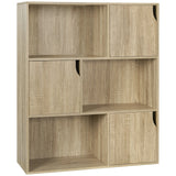 White/Light Oak Bookcase Bookshelf Standing Shelf with 6 Cubes Storage Organizer for Room Divider Office Study Living Room