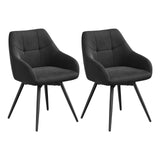 Draaibare eetkamerstoelen – Set van 2 – Fluweel en armleuningen – Zithoogte 56 cm