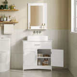 EUGAD White Waterproof Bathroom Cabinet 60x60x30cm Vanity Unit Under Sink with 2 Drawers Adjustable Shelf Toilet Storage Organizer