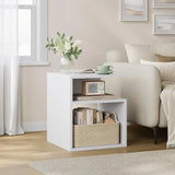 EUGAD Wooden Bedside Table Coffee Side Table Nightstand with 2 Open Compartments Simple Design Space-Saving for Bedroom Living Room 35x41x35cm