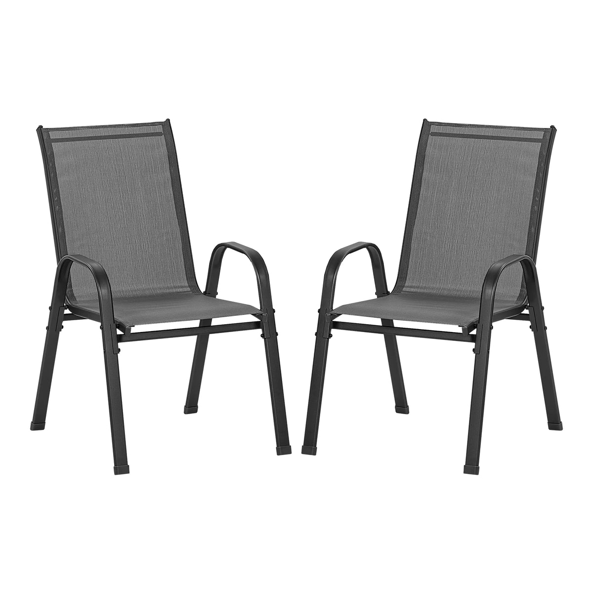 WOLTU 2/4PCS Garden Chairs Dark Grey Stackable Seating Set Outdoor Armchairs with Armrests Backrest for Garden Patio Balcony