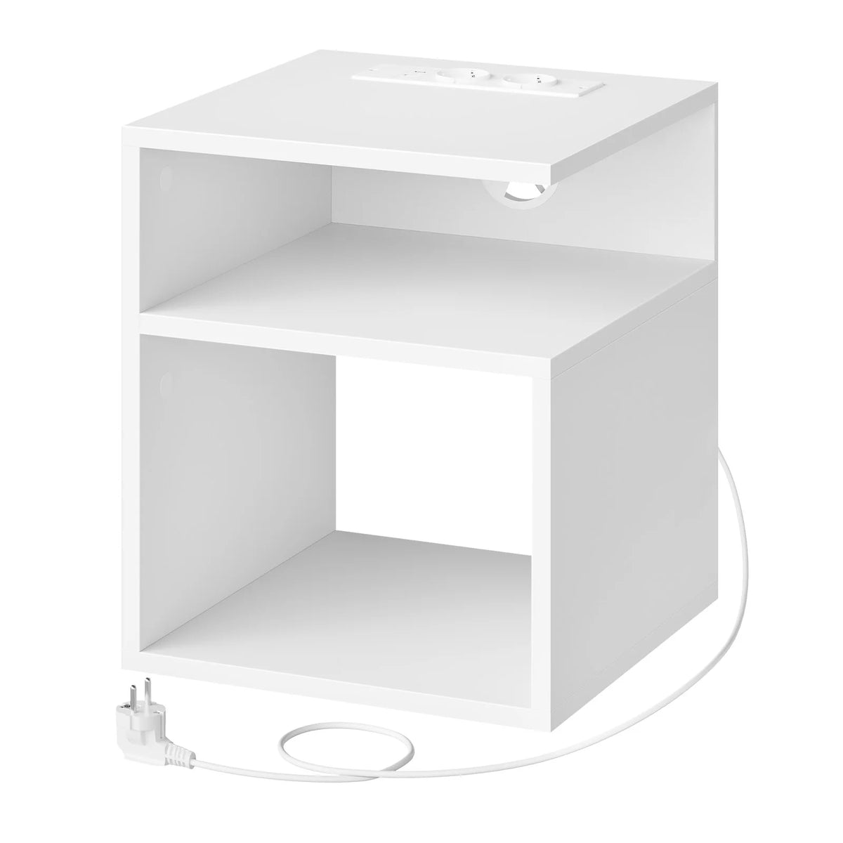 EUGAD Nightstand Bedside Table with Built-In Socket USB and Type-C Ports 2 Open Compartments for Bedroom Living Room