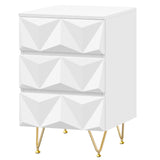 EUGAD 1PC White Bedside Table with 2/3 Drawers 3D Effect Nightstand Storage Cabinet Organizer for Bedroom Living Room Home Decor
