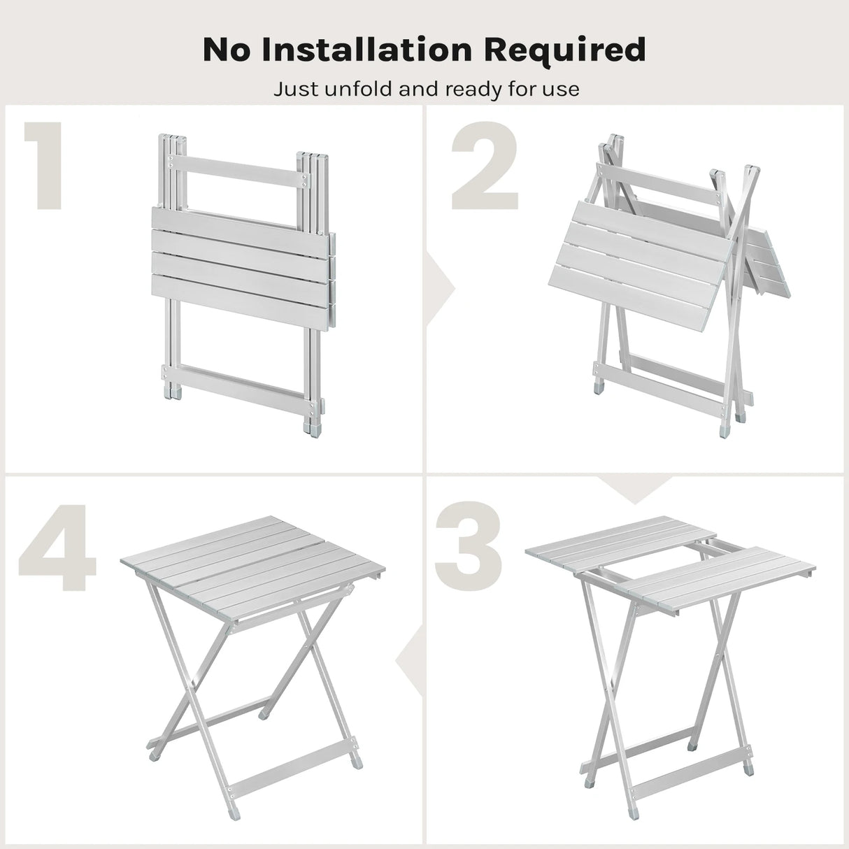 Lichtgewicht BukkitBow campingtafel van aluminium, opvouwbaar en ideaal voor kampeer- en outdoorgebruik.