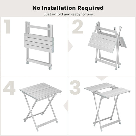 Lichtgewicht BukkitBow campingtafel van aluminium, opvouwbaar en ideaal voor kampeer- en outdoorgebruik.