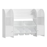 WOLTU Children's Bookcase Organizer Shelf with Open Compartments for Books and 2 Cabinets  6 Removable Plastic Containers with Doors for Children's Bedroom Living Room
