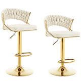 Luxe velvet barstoel van BukkitBow met gevlochten rugleuning, set van 2, stijlvolle en comfortabele zitplaatsen voor bar of keuken