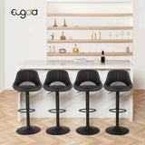 Eugad 2PCs/SET Height-Adjustable Faux Leather Bar Stools with Backrest 360° Rotatable Swivel Lifting Kitchen Bistro Stool Home Decor