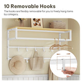 Coat Rack Wall Mounted Towel Rack with Shelf Clothes Rail with 10 Hooks for Bathroom Kitchen Home Storage Organizer 80x30x41cm