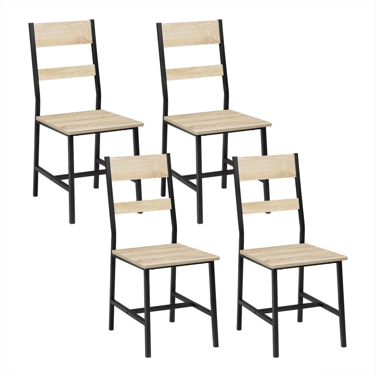 2/4PCS Industrial Wooden Dining Chair Ergonomic High Back Metal Leg Sturdy 150kg Easy Clean Multi-Purpose for Restaurant Kitchen